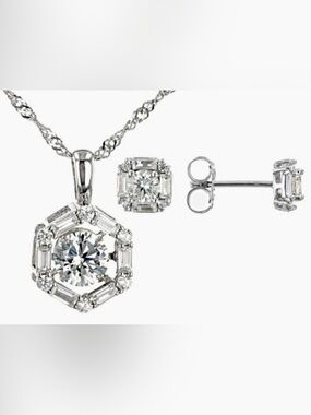 Bella Luce White Cubic Zirconia Rhodium Over Silver Pendant & Earrings
